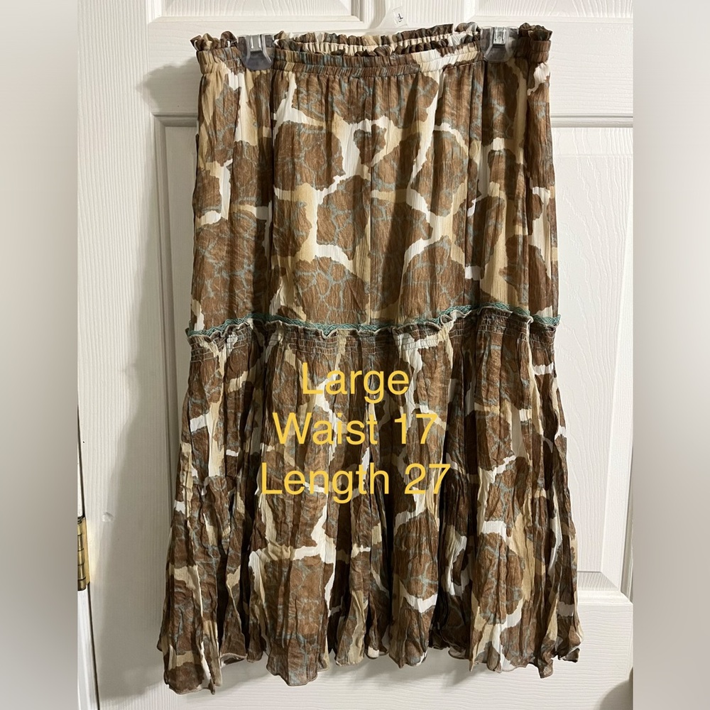 Brown and Cream Women's Skirt